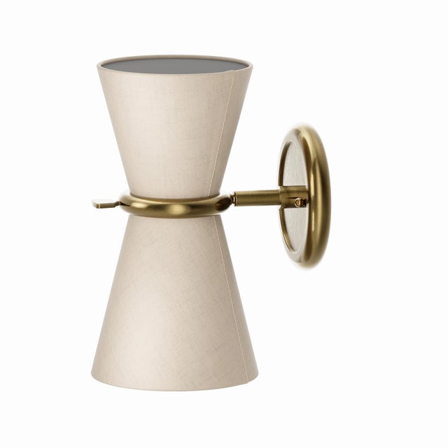 2020s Gable Sconce, Antique Natural Brass with Oyster Shade For Sale - Image 5 of 7
