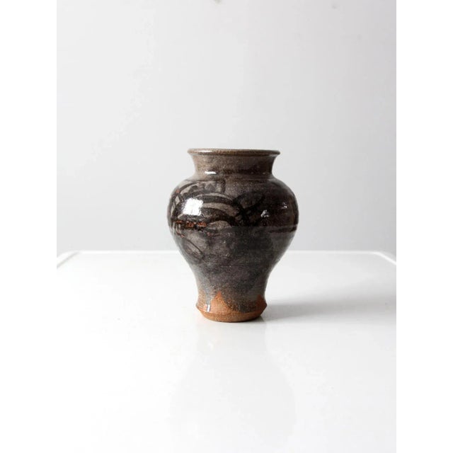 Mid-Century Modern Vintage Studio Pottery Vase For Sale - Image 3 of 10