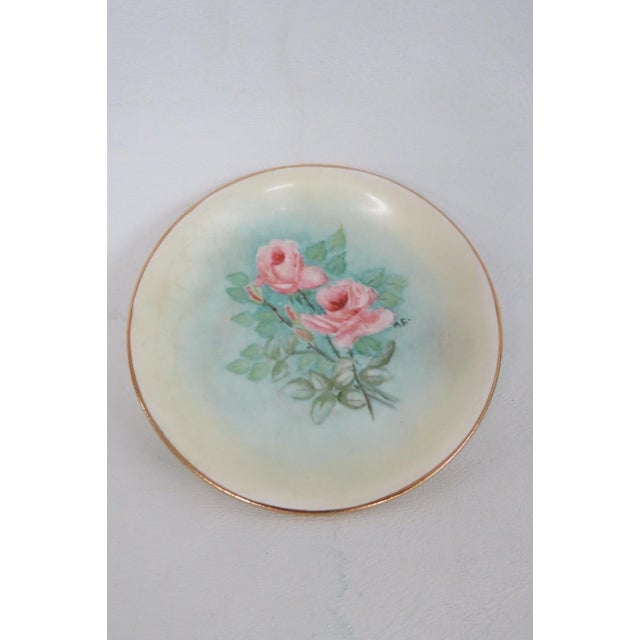 Ceramic Porcelain Trinket Dishes Set of 7 With Hand Painted Flowers and Gold Trim 4872b For Sale - Image 7 of 12