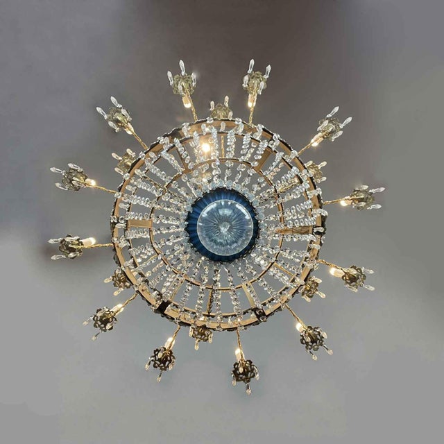 Metal Large 18-Light Empire Chandelier in Crystal and Gilded Brass, 1700s For Sale - Image 7 of 13