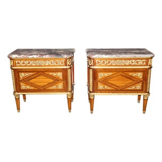 Pair Paul Sormani Antique Louis XVI Style Ormolu Mounted Commodes For Sale