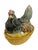 Charming antique French majolica hen-on-nest covered dish by Francis Masse of Desvres, France, dating to the early 20th...