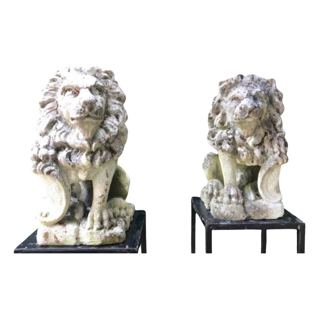 Stone Lions, 1950s, Set of 2 For Sale