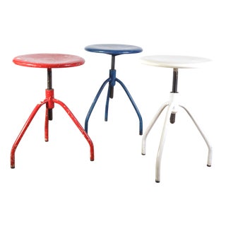 Industrial Work Stools, Former Czechoslovakia, 1970s, Set of 3 For Sale