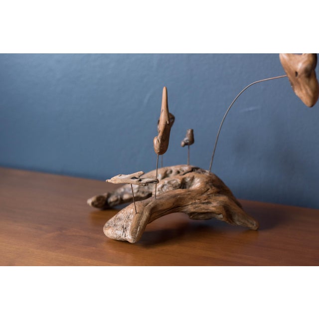 Vintage Abstract Driftwood Suspended Tabletop Sculpture circa 1970's. This organic freeform piece can be displayed from...