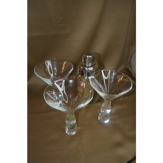 Vintage Urban Bar Martini Glasses & Cocktail Shaker Set 4 Pieces