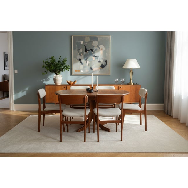 Round Danish Dining Table in Teak with Column Base, 1960s For Sale - Image 13 of 16