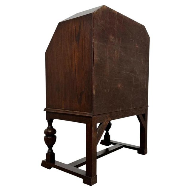 Antique Early 20th Century English Oak Bureau For Sale - Image 11 of 14