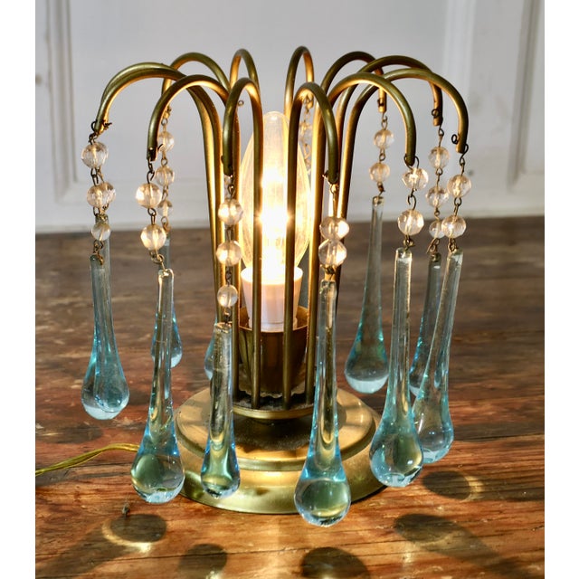 1940s Turquoise Tear Drop Lustre Table Lamp, 1940s For Sale - Image 5 of 8