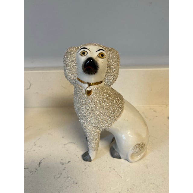 Late 19th Century Pair of Staffordshire Pottery Poodle Dog Figures For Sale - Image 9 of 10