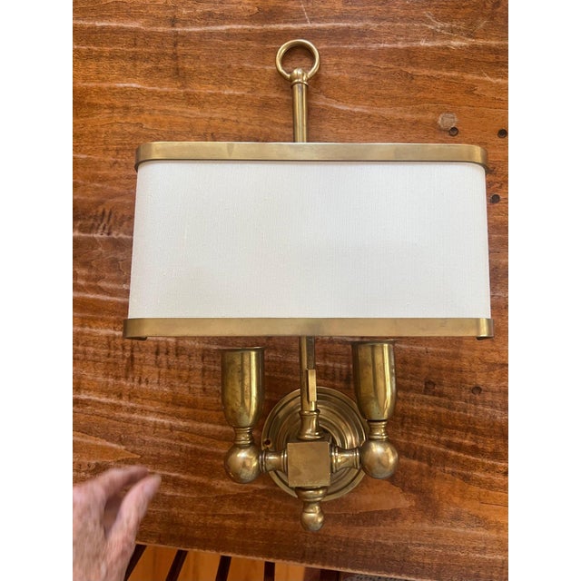 Italian Brass Two-Light Wall Sconces With Original Ivory Shades - Pair For Sale - Image 15 of 15