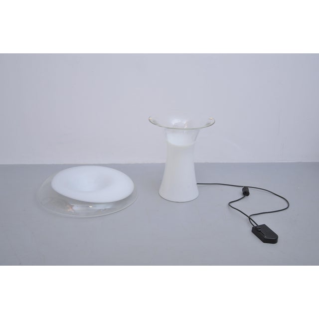 White Murano Glass Mushroom Table Lamp attributed to Vistosi, 1970s For Sale - Image 8 of 11