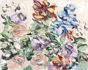 Textural Oil Painting "Flower Study 1 (16.5.17)" Contemporary Expressionist Botanical Artwork by Sally West