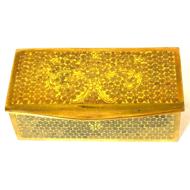 Chinese Gilt Brass Cloisonné “Scroll and Floral” Nine‑Piece Desk Set, 20th C For Sale - Image 4 of 12