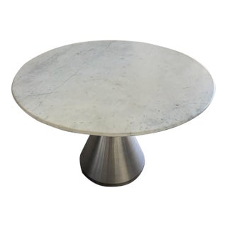 West Elm Silhouette Pedestal Marble Dining Table. For Sale
