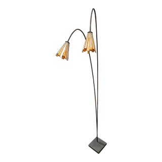 Black Iron Stained Glass Floor Lamp by Arturo For Sale