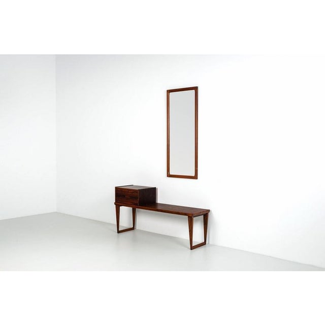 Aksel Kjersgaard Bench and Mirror in Rosewood by Kai Kristiansen for Aksel Kjersgaard, 1960, Set of 2 For Sale - Image 4 of 16