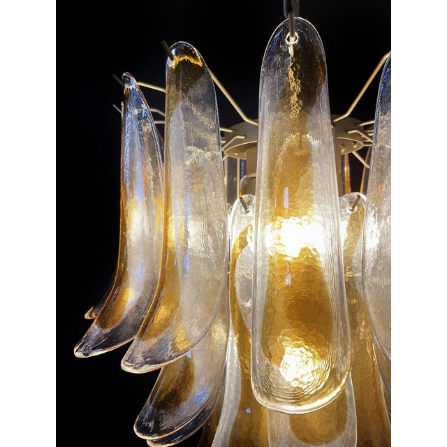 Vintage Italian Murano Chandelier with 41 Glass Amber Petals, 1990s For Sale - Image 9 of 17