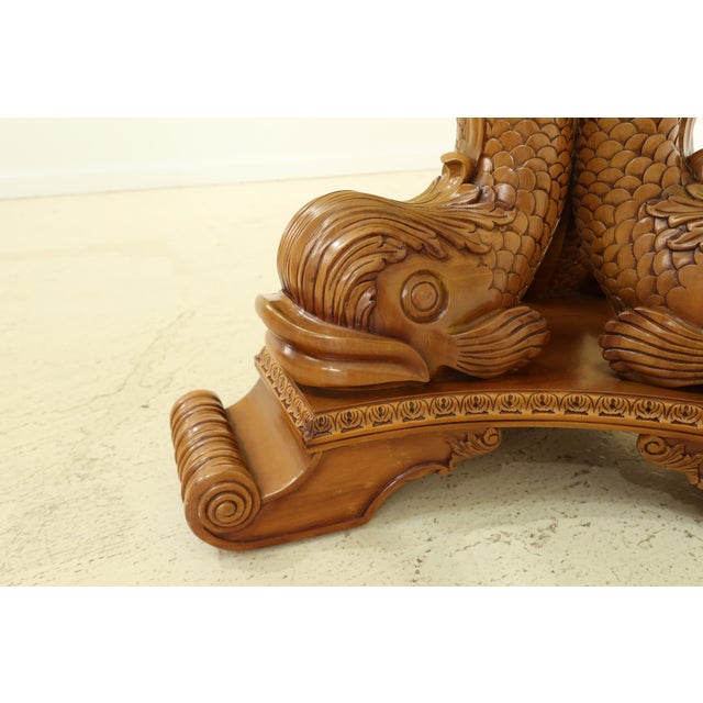 Italian Carved Dolphin Or Koi Base Glass Top Dining Table Chairish