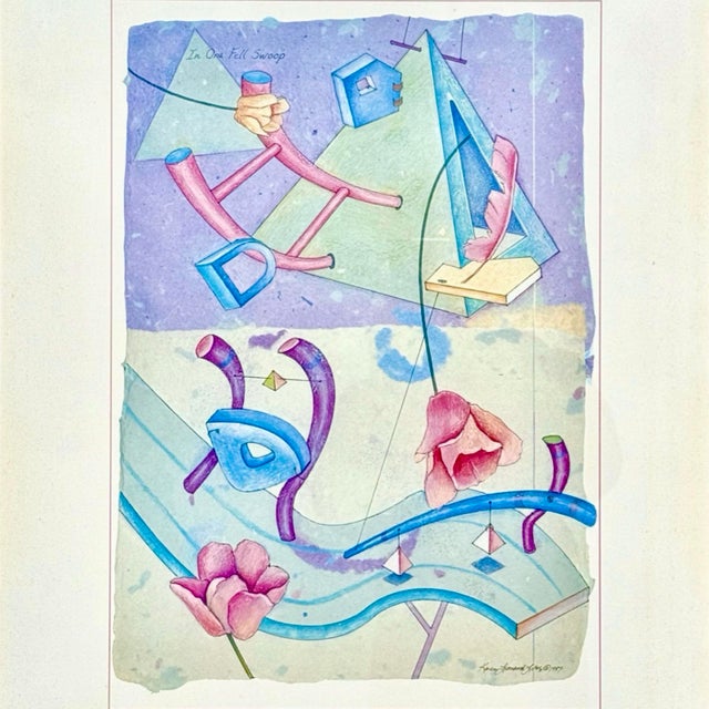 1980s Vintage 1989 Anson Arts & Heritage Festival Large Abstract Framed Exhibition Print For Sale - Image 5 of 9