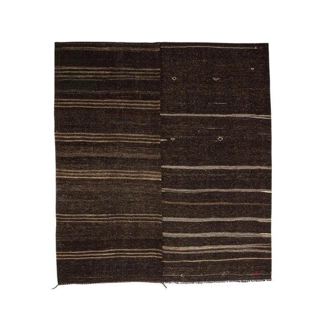 1960s Vintage Brown Kilim Rug-11′3″ × 12′9″ For Sale