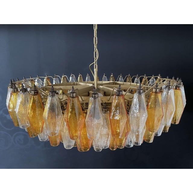 1990s Amber & Clear Poliedri Murano Glass Ceiling Light, 1990s For Sale - Image 5 of 18