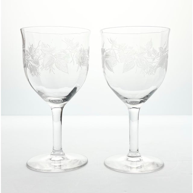 Seneca “Rose” Pair of Etched Optic Water Glasses 6 1/4” 10oz Excellent condition. No chips, cracks, or fleabites. Height 6...