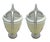 An elegant pair of vintage porcelain urns by Global Views, featuring beautifully exaggerated looping handles and delicate...