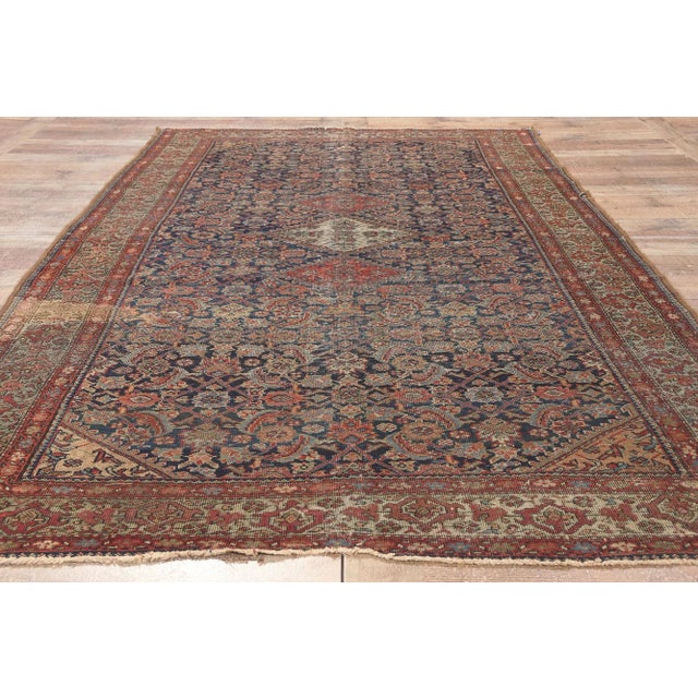 Textile 1880s Antique-Worn Persian Farahan Rug, 05'00 X 10'00 For Sale - Image 7 of 9