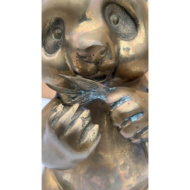 Metal Mid-Century Modern Brass Panda Statue Figurine For Sale - Image 7 of 8