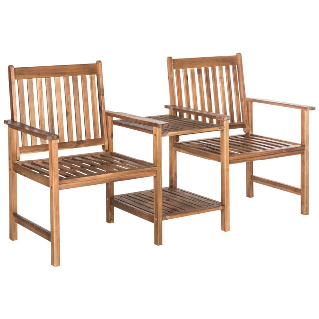 a eco-friendly conversation piece, this sweet twin seat outdoor bench is recalls hand-hewn Shaker furniture, but for...