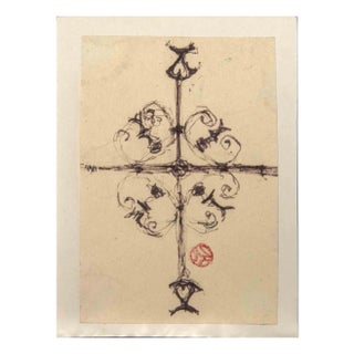Suzanne Tourte, Decorative Cross, Pastel Drawing, Early 20th Century For Sale