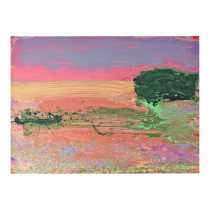 1980s Abstract Acrylic Landscape Painting by Harry Hilson