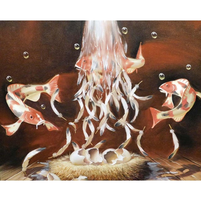 2010s Glen Tarnowski Flood of Inspiration Oil Painting Hand Signed Koi For Sale - Image 5 of 9
