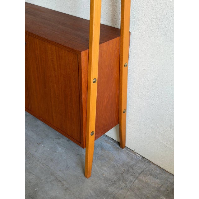 Swedish Teak Wall Unit in Style of Gillis Lundgren Mid Century Modern Bookcase Cabinet 1960s For Sale In Los Angeles - Image 6 of 10