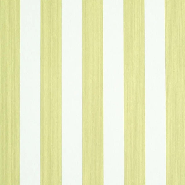 Sample - Schumacher Edwin Stripe Medium Wallpaper in Citron For Sale