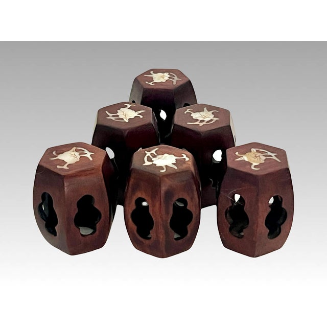 Collection of Miniature Chinese Hand Carved Rosewood Dolls House Furniture Inlaid With Mother of Pearl, 13 Pieces (Seating, Dining & Display) For Sale In Tampa - Image 6 of 11