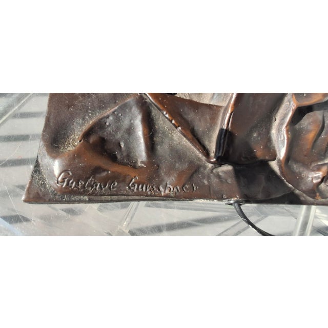 Brown 19thc Art Nouveau Large Gustave Gurshner Bronze Figural Floor/ Table Lamp Signed For Sale - Image 8 of 18