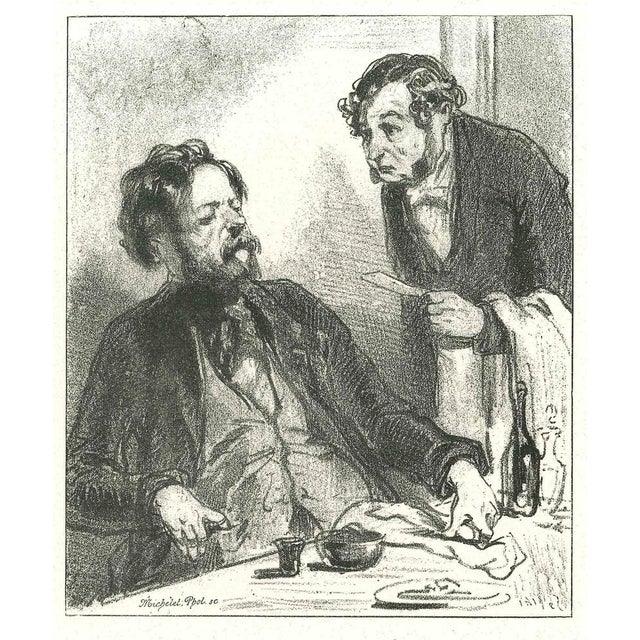 The bill is an original lithograph artwork on ivory-colored paper, realized by the French draftsman Paul Gavarni (after)...