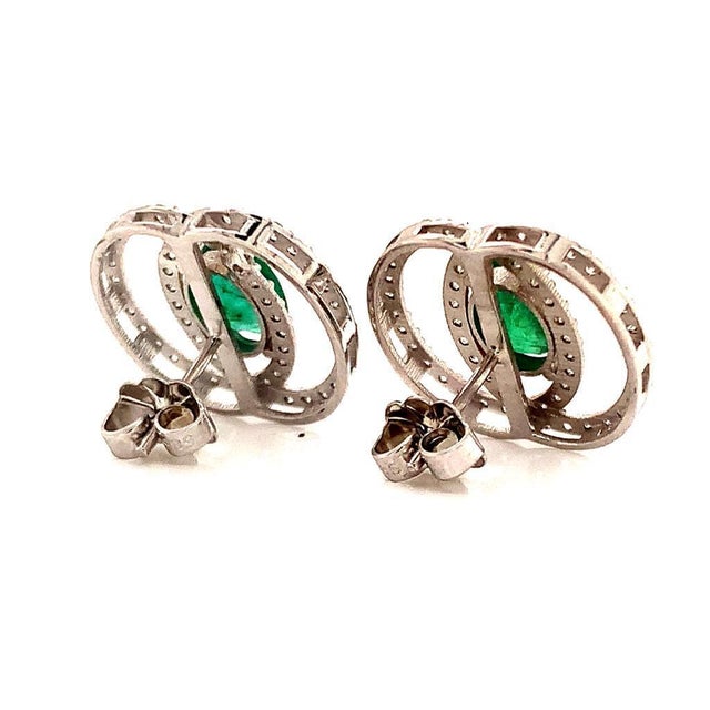 Natural Finely Faceted Quality Emerald Diamond Earrings 14k White Gold 2.16 TCW Certified $6,950 018689 This is one of...