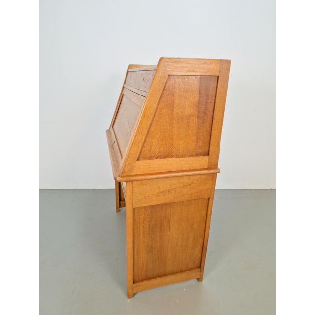 Art Deco Arts & Crafts Secretary in Natural Oak, 1930s For Sale - Image 3 of 15
