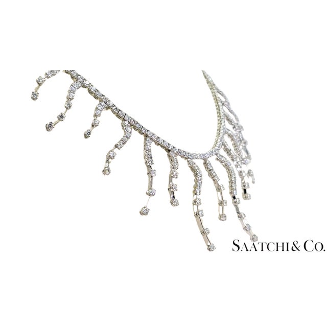 18k (750) White Gold - 12.60 Ct Natural Diamond -Vvs: Necklace For Sale - Image 9 of 11