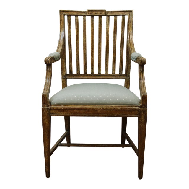 French Style Directoire Hand Painted Arm Chair For Sale