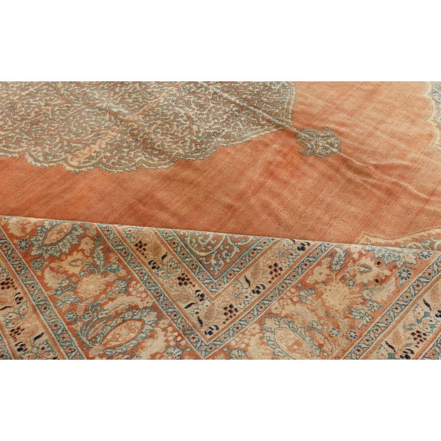 Late 19th Century Antique Persian Tabriz Handmade Wool Rug For Sale - Image 5 of 9