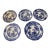 Five Flow Blue Hong Kong Pattern Plates Circa 1835-1861. For Sale