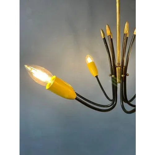 Vintage Spider Pendant Lamp in Yellow, 1950s For Sale - Image 4 of 11