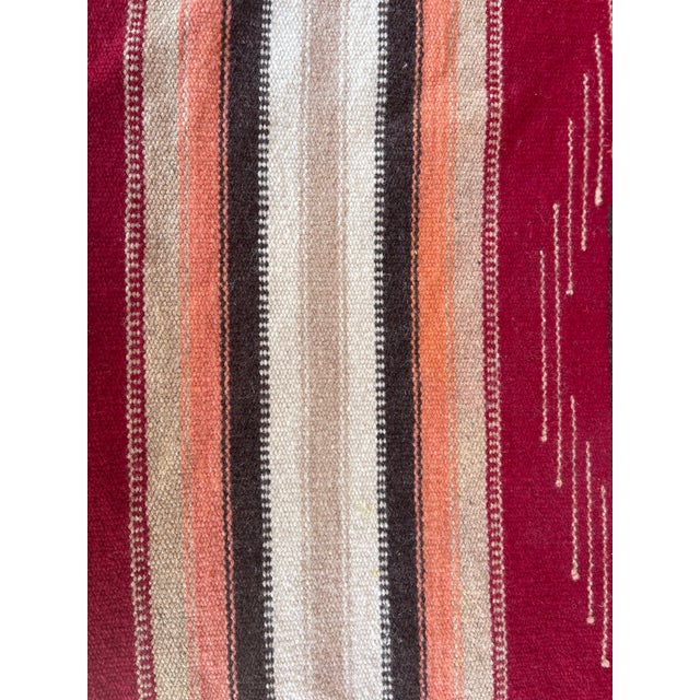 Rustic Vintage Chimayo Burgundy Red Wool Runner Weaving For Sale - Image 3 of 4