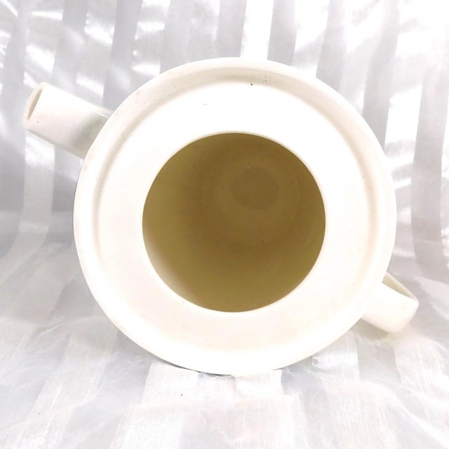 1980s 1980s Nueve San Isidro White Coffee Pot With Blue Floral Desgn For Sale - Image 5 of 8