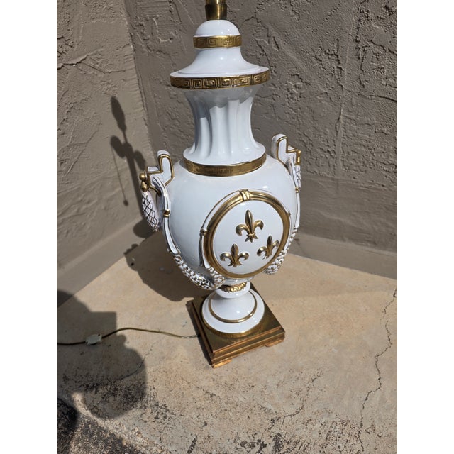 1970s Flour De Lis Marboro Lamp For Sale - Image 5 of 8