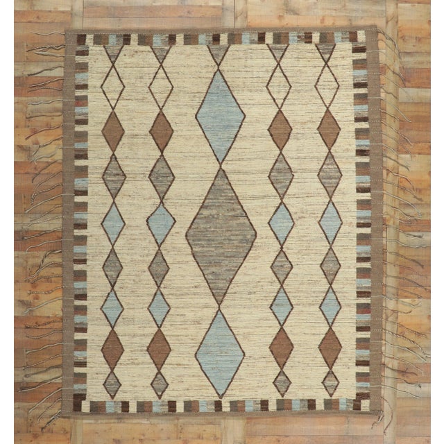 Earth-Tone Short PIle Moroccan Rug - 08'05 X 10'03 For Sale - Image 10 of 11
